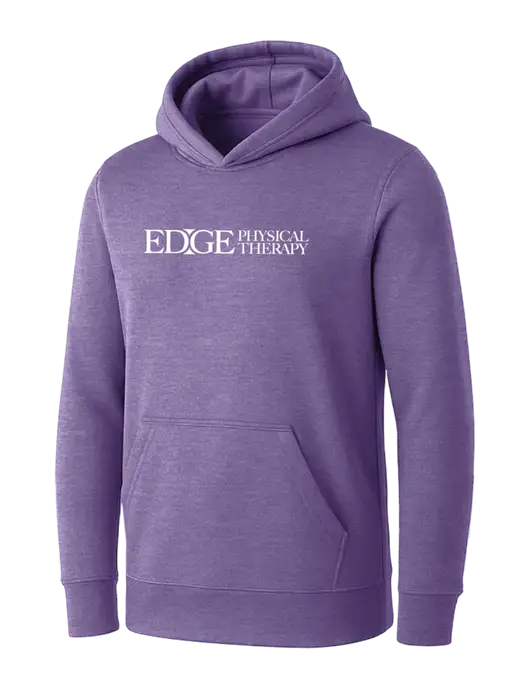 Womens Purple Heather Core Fleece Pullover Hooded Sweatshirt w/Edge Physical Therapy Logo