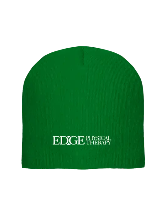 Solid Kelly Green Element Knit Beanie w/Edge Physical Therapy Logo