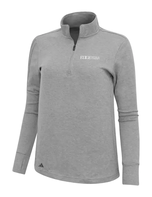 Adidas Light Grey Melange Womens 3 Stripes Quarter Zip Sweater w/Edge Physical Therapy Logo