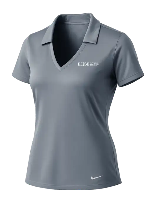 NIKE Medium Grey Womens Dri-Fit Vertical Mesh Polo w/Edge Physical Therapy Logo