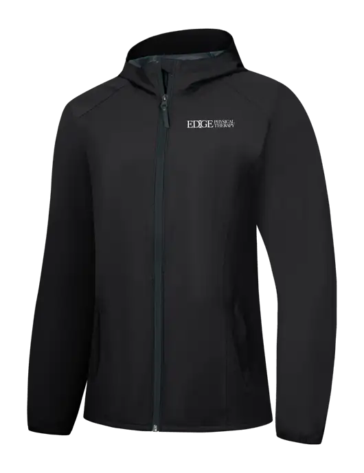 Womens Black Essential Rain Jacket w/Edge Physical Therapy Logo