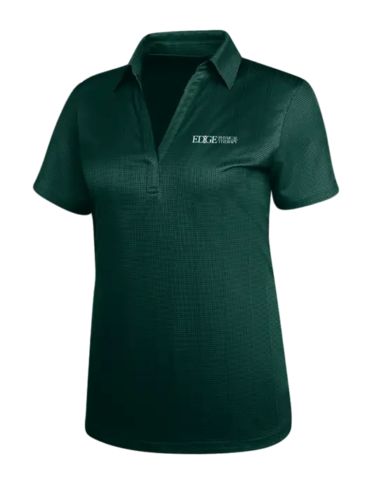 Dark Green Womens Performance Fine Jacquard Polo w/Edge Physical Therapy Logo
