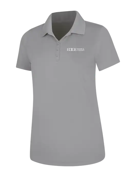 Light Grey Womens Dry Zone UV Mesh Polo w/Edge Physical Therapy Logo