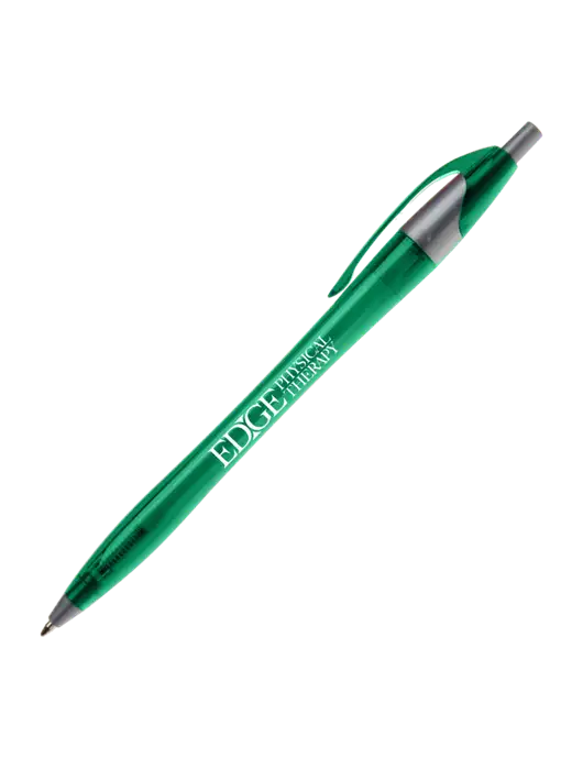 Novella Translucent Green/Silver Jewel Pen - Blue Ink w/Edge Physical Therapy Logo