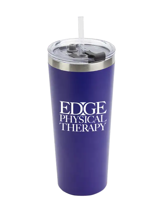Brighton Blue 20 oz Insulated Tumbler & Straw w/Edge Physical Therapy Logo