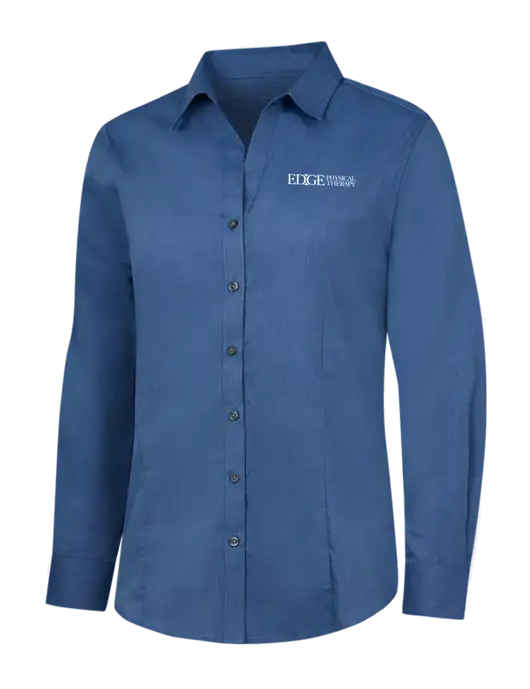 Light Navy Womens Crosshatch Easy Care Shirt w/Edge Physical Therapy Logo