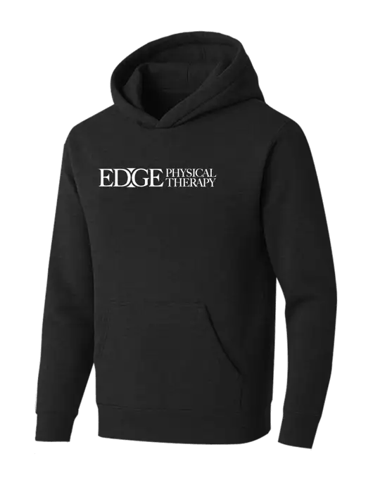 BELLA+CANVAS Black Heather Sponge Fleece Pullover Hoodie w/Edge Physical Therapy Logo