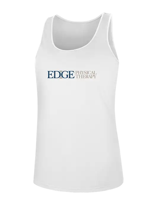 Womens White PosiCharge Competitor Racerback Tank w/Edge Physical Therapy Logo