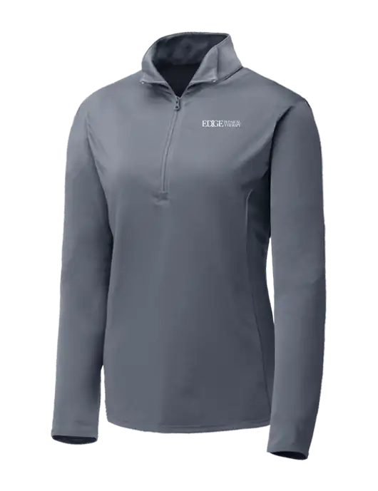 Medium Grey Womens Posicharge Competitor ¼ Zip Pullover w/Edge Physical Therapy Logo