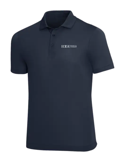 Mercer+Mettle Navy Stretch Jersey Polo w/Edge Physical Therapy Logo