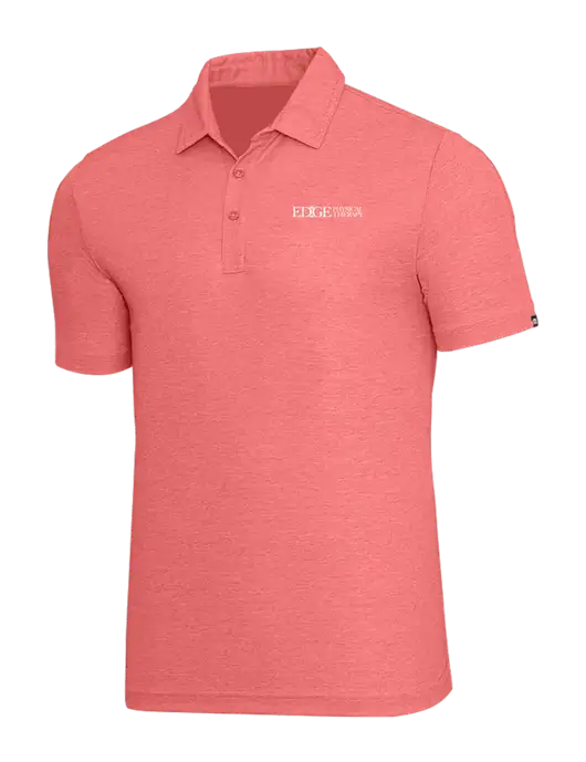 TravisMathew Red Heather Oceanside Polo w/Edge Physical Therapy Logo
