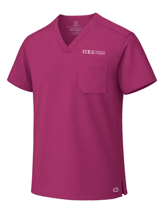 Wink Wine Unisex WorkFlex Chest Pocket V-Neck Top  w/Edge Physical Therapy Logo