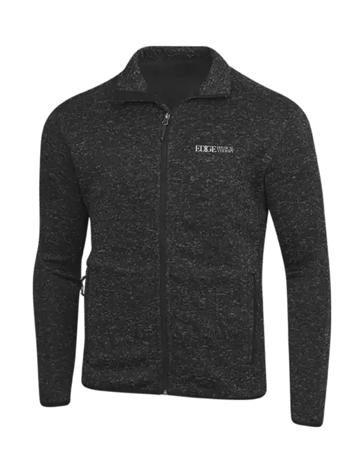 Black Heather Sweater Fleece Jacket w/Edge Physical Therapy Logo