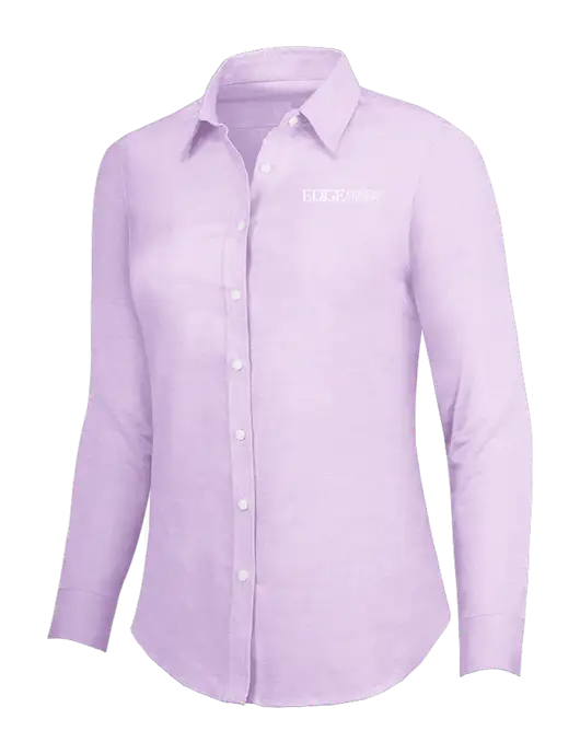 Soft Purple Womens SuperPro Oxford Shirt w/Edge Physical Therapy Logo