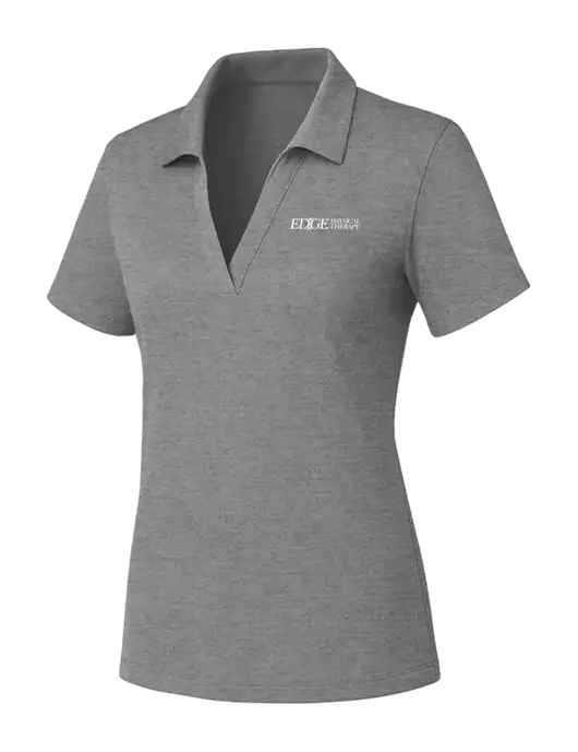 Womens Medium Grey Heather PosiCharge RacerMesh Polo w/Edge Physical Therapy Logo