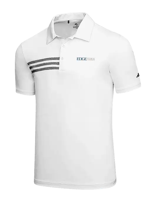 Adidas White 3 Stripes Chest Polo w/Edge Physical Therapy Logo