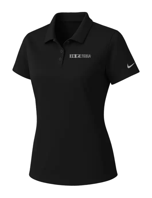 Nike Womens Black Dry Essential Solid Polo w/Edge Physical Therapy Logo