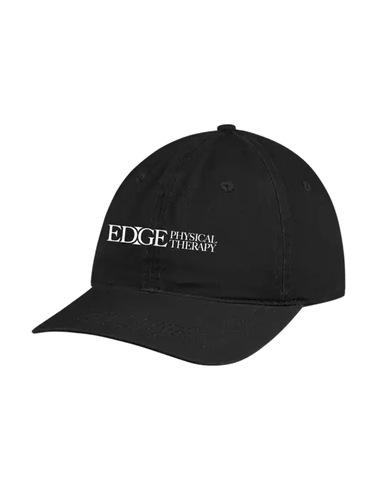Garment Washed Unstructured Twill Black Cap w/Edge Physical Therapy Logo