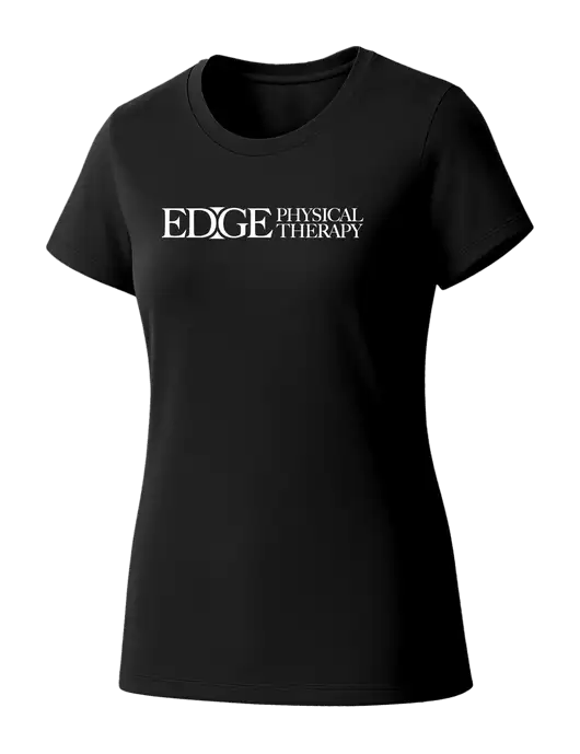 Womens Seriously Soft Black T-Shirt w/Edge Physical Therapy Logo