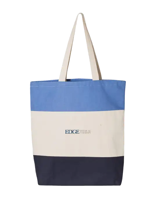 Light Blue/Natural/Navy Tri-Color Tote  w/Edge Physical Therapy Logo