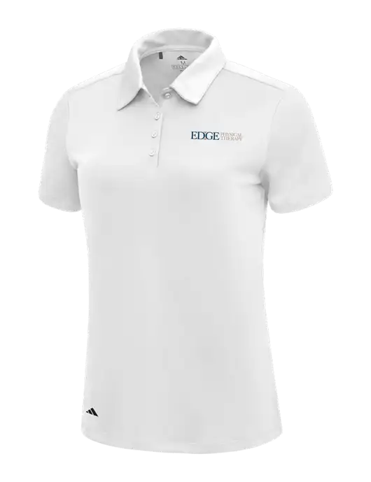 Adidas White Womens Ultimate Solid Polo w/Edge Physical Therapy Logo