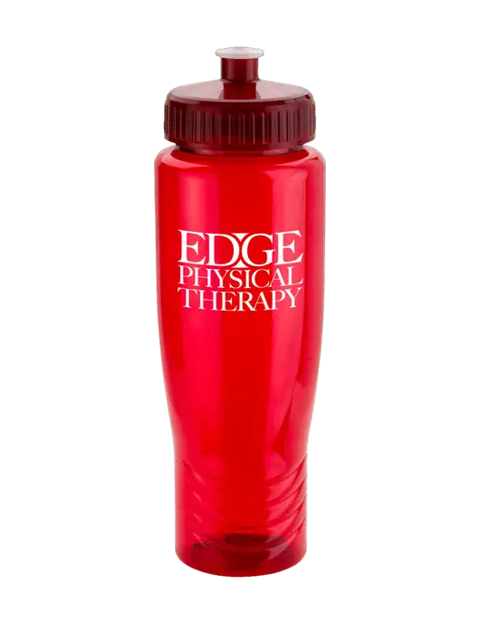 Roam Red 28 oz Eco-Polyclear Bottle with Push Pull Lid w/Edge Physical Therapy Logo