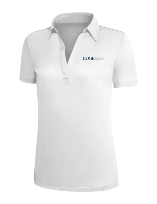White Silk Touch Womens Performance Polo w/Edge Physical Therapy Logo