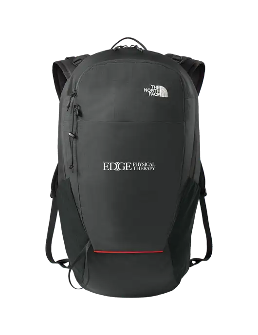 The North Face Dark Grey/Red Trim 18L Backpack w/Edge Physical Therapy Logo