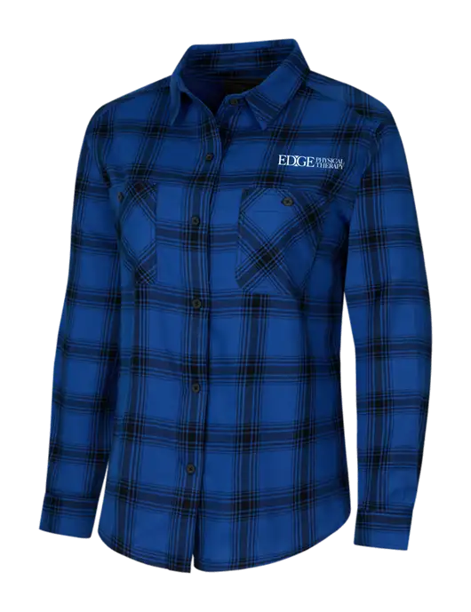 Womens Royal/Black Plaid Flannel Shirt w/Edge Physical Therapy Logo