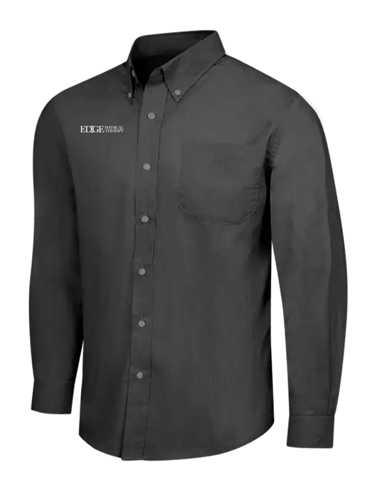 Soft Black Crosshatch Easy Care Shirt w/Edge Physical Therapy Logo