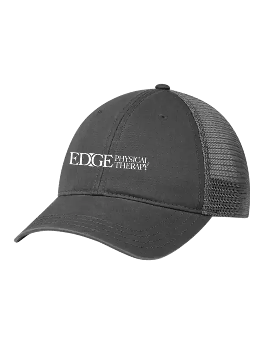 Richardson 111 Garment Washed Trucker Cap Charcoal w/Charcoal Mesh w/Edge Physical Therapy Logo