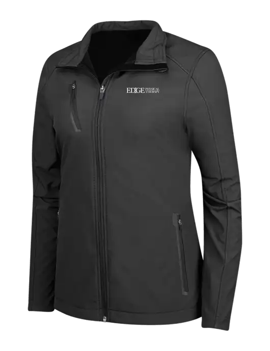 Black Womens Welded Softshell Jacket w/Edge Physical Therapy Logo