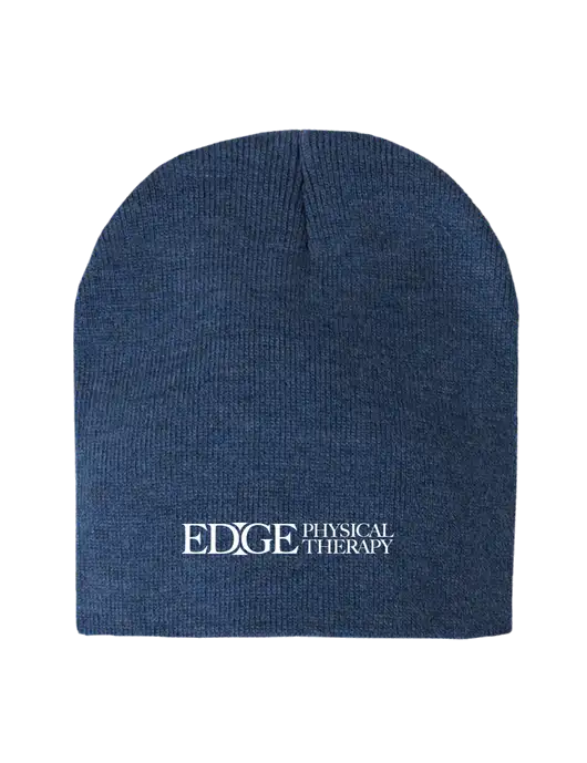 Dark Royal Heather Element Knit Beanie w/Edge Physical Therapy Logo