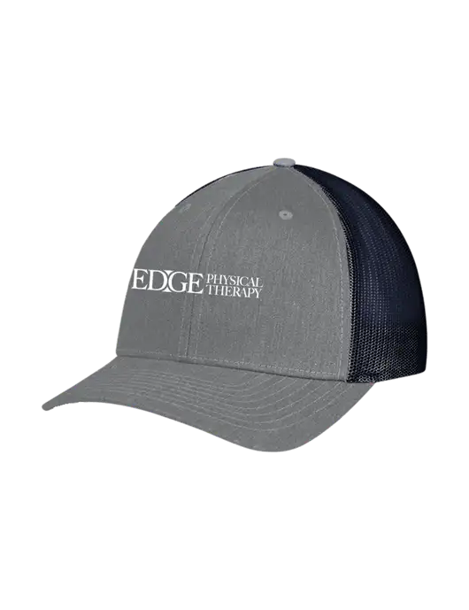 Richardson Adjustable Snapback Original 112 Trucker Cap Heather Grey w/Navy Mesh w/Edge Physical Therapy Logo