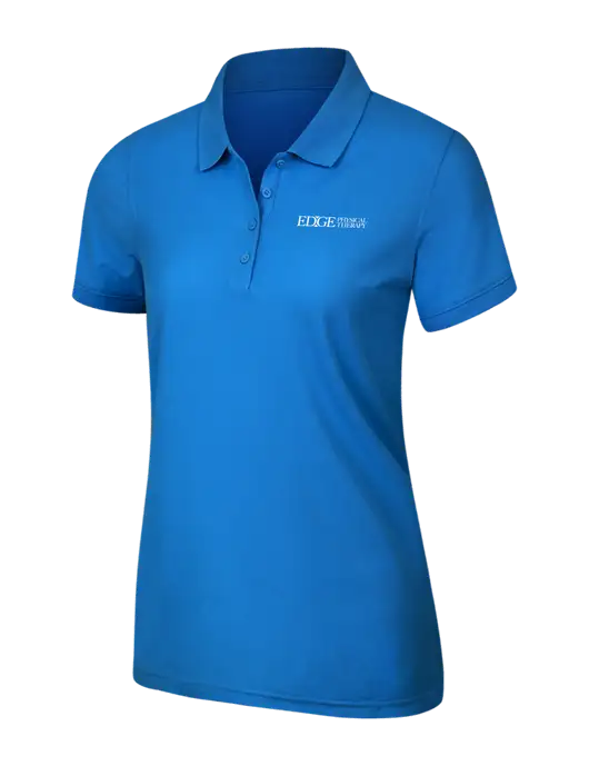 Light Royal Blue Womens Core Classic Pique Polo w/Edge Physical Therapy Logo