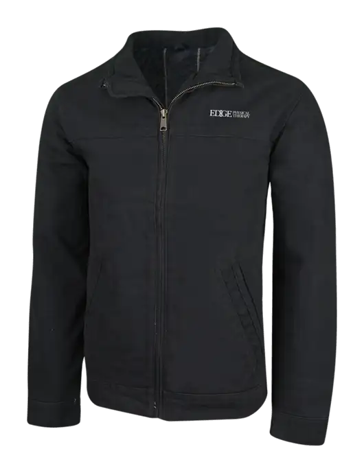 Cornerstone Black Washed Duck Cloth Flannel Lined Work Jacket w/Edge Physical Therapy Logo