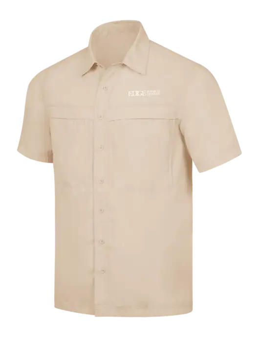 Tan Short Sleeve UV Daybreak Shirt w/Edge Physical Therapy Logo