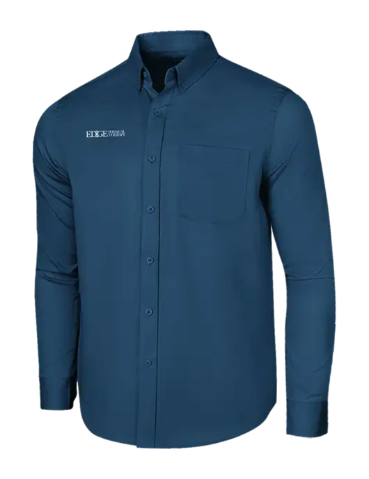 Long Sleeve Light Navy Superpro React Twill Shirt w/Edge Physical Therapy Logo