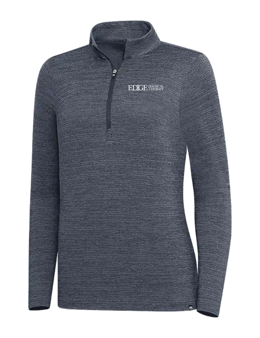 TravisMathew Navy Heather Womens Crestview 1/4 Zip w/Edge Physical Therapy Logo