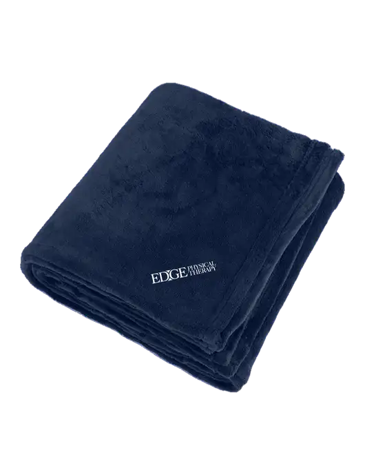 Oversized Deep Navy Ultra Plush Blanket w/Edge Physical Therapy Logo
