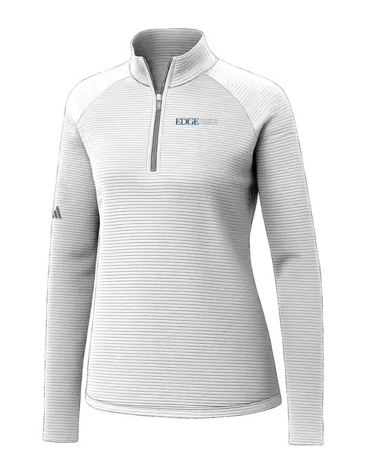 Adidas Womens White Spacer Quarter-Zip Pullover  w/Edge Physical Therapy Logo