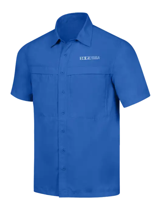 Dark Royal Short Sleeve UV Daybreak Shirt w/Edge Physical Therapy Logo