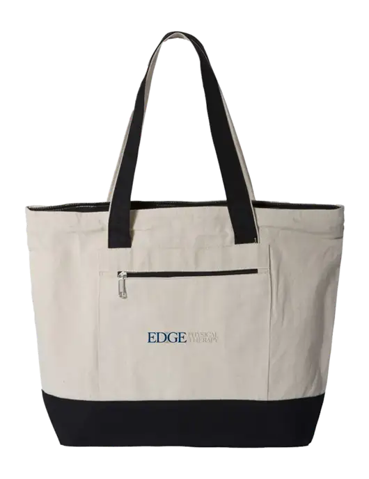 Natural/Black Zippered Tote  w/Edge Physical Therapy Logo