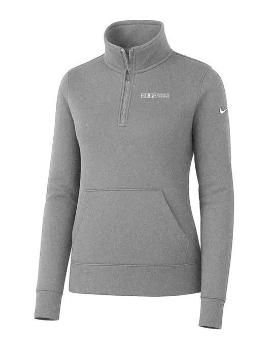 Nike Womens Light Grey Heather Club Fleece Sleeve Swoosh 1/2-Zip w/Edge Physical Therapy Logo