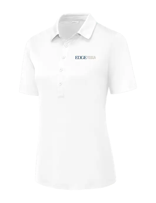White Womens Posi-UV Pro Polo w/Edge Physical Therapy Logo
