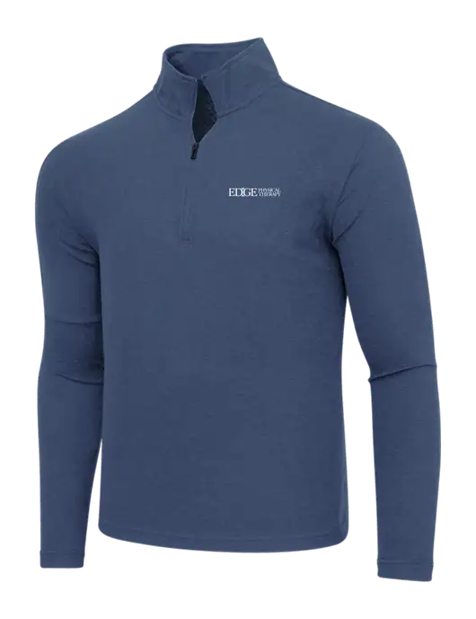 Adidas  Navy  Melange 3 Stripes Quarter Zip Sweater w/Edge Physical Therapy Logo