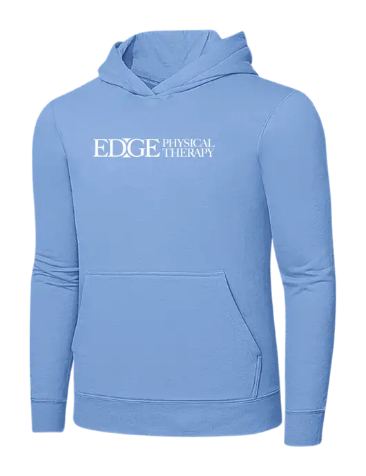 Light Blue 7.8. oz Ring Spun Hooded Sweatshirt w/Edge Physical Therapy Logo