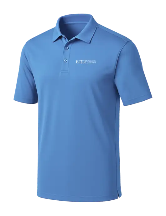 Carolina Blue Silk Touch Performance Polo w/Edge Physical Therapy Logo