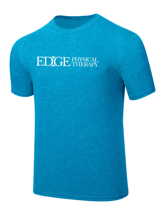 Simply Soft Sapphire Blue Frost 4.5oz  Poly/Combed Ring Spun Cotton T-Shirt w/Edge Physical Therapy Logo