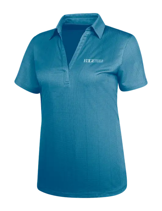 Carolina Blue Womens Performance Fine Jacquard Polo w/Edge Physical Therapy Logo